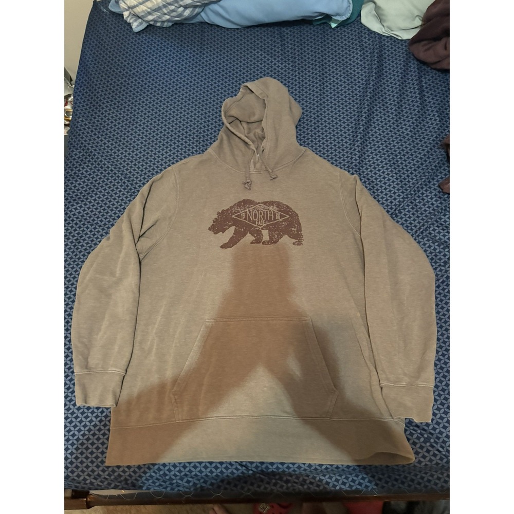 The North Face Hoodie Sweatshirt Mens XXL Brown Graphic Bear Logo Pullover Cozy